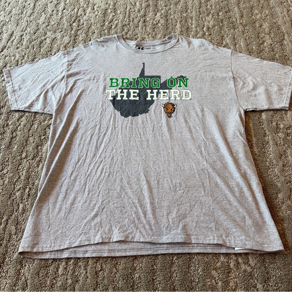 Marshall Thundering Herd Size 2XL Light Gray Short Sleeve Graphic Print T-Shirt